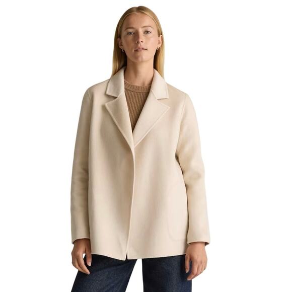 New Quince Womens XS Mongolian Cashmere Double-Faced Open Blazer Cardigan Ivory